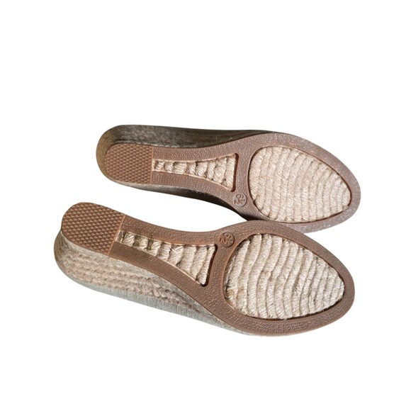 J Crew Seville Espadrille Wedge Metallic Canvas Shoes Size 6.5 Leather Lining - Picture 5 of 10